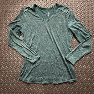 Seg'ments 100% Merino Wool Baselayer Long Sleeve V-Neck Lightweight Tshirt Large